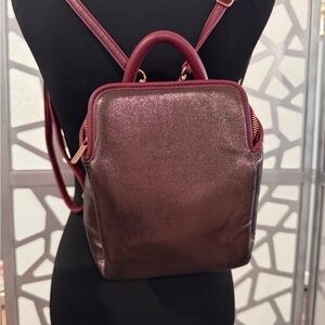 Free People Metallic Maroon Backpack